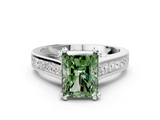 White gold Fancy Green Radiant  Cut Channel Set Solitaire Engagement Ring with Prong Setting_20