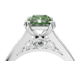 White gold Fancy Green Radiant  Cut Channel Set Solitaire Engagement Ring with Prong Setting_24