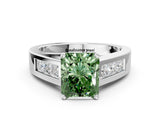 White gold Fancy Green Radiant Cut Cut Channel Set Solitaire Ring with Four-Prong Setting_12