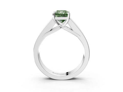 White gold Fancy Green Radiant Cut Cut Channel Set Solitaire Ring with Four-Prong Setting_15