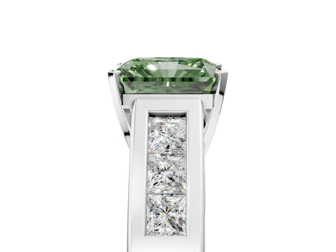 White gold Fancy Green Radiant Cut Cut Channel Set Solitaire Ring with Four-Prong Setting_17