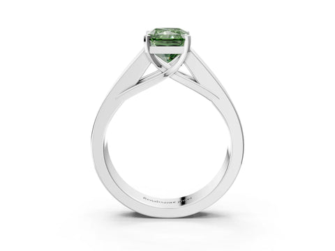 White gold Fancy Green Radiant Cut Cut Channel Set Solitaire Ring with Four-Prong Setting_3