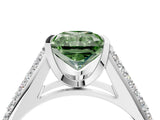 White gold Fancy Green Radiant Cut Cut Diamond Channel Set Pave Band with Tension Prong Setting_4