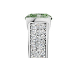 White gold Fancy Green Radiant Cut Cut Diamond Channel Set Pave Band with Tension Prong Setting_5