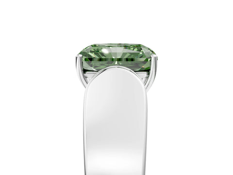 White gold Fancy Green Radiant Cut Cut Diamond Channel Set Solitaire Ring with Four-Prong Setting_149