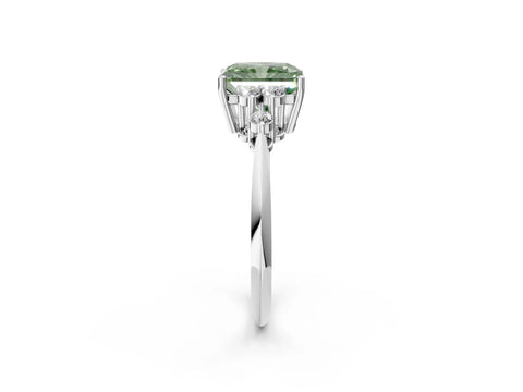 White gold Fancy Green Radiant Cut Cut Diamond Cluster Ring with Solitaire Band and Four-Prong Setting_38
