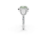 White gold Fancy Green Radiant Cut Cut Diamond Halo Engagement Ring with Open Split Pavé Band_2