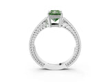 White gold Fancy Green Radiant Cut Cut Diamond Milgrain Pave Band Four-Prong Setting Ring_30