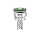 White gold Fancy Green Radiant Cut Cut Diamond Milgrain Pave Band Four-Prong Setting Ring_32