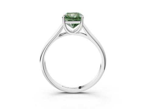 White gold Fancy Green Radiant Cut Cut Diamond Solitaire Engagement Ring with Tapered Plain Band and Four-Prong Setting_15