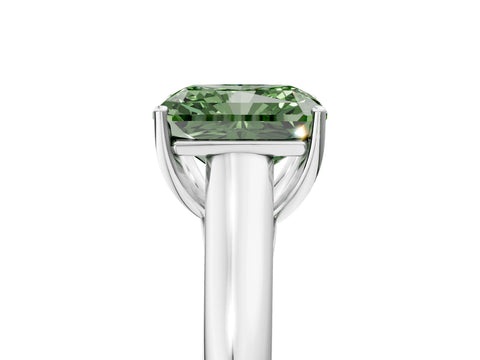 White gold Fancy Green Radiant Cut Cut Diamond Solitaire Engagement Ring with Tapered Plain Band and Four-Prong Setting_17