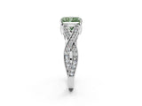 White gold Fancy Green Radiant Cut Cut Diamond Twisted Band with Milgrain Pave Setting and Four-Prong Setting_2
