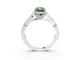 White gold Fancy Green Radiant Cut Cut Diamond Twisted Band with Milgrain Pave Setting and Four-Prong Setting_3