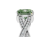 White gold Fancy Green Radiant Cut Cut Diamond Twisted Band with Milgrain Pave Setting and Four-Prong Setting_5