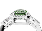White gold Fancy Green Radiant Cut Cut Halo Diamond Infinity Band with Four-Prong Setting_4