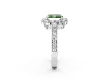 White gold Fancy Green Radiant Cut Cut Halo Diamond Pavé Engagement Ring with Milgrain Detailing_14