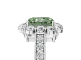 White gold Fancy Green Radiant Cut Cut Halo Diamond Pavé Engagement Ring with Milgrain Detailing_17