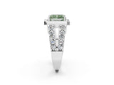 White gold Fancy Green Radiant Cut Cut Halo Split Shank Prong Set Ring_2