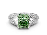 White gold Fancy Green Radiant Cut Cut Milgrain Pave Diamond Engagement Ring with Four-Prong Setting_27