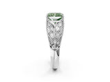 White gold Fancy Green Radiant Cut Cut Milgrain Pave Diamond Engagement Ring with Four-Prong Setting_29