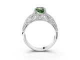 White gold Fancy Green Radiant Cut Cut Milgrain Pave Diamond Engagement Ring with Four-Prong Setting_30