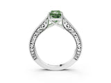 White gold Fancy Green Radiant Cut Cut Pave Band Milgrain Solitaire Ring_21