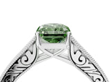White gold Fancy Green Radiant Cut Cut Pave Band Milgrain Solitaire Ring_22