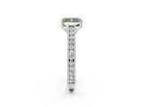 White gold Fancy Green Radiant Cut Cut Pave Band Milgrain Solitaire Ring_2