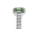White gold Fancy Green Radiant Cut Cut Pave Band Milgrain Solitaire Ring_5