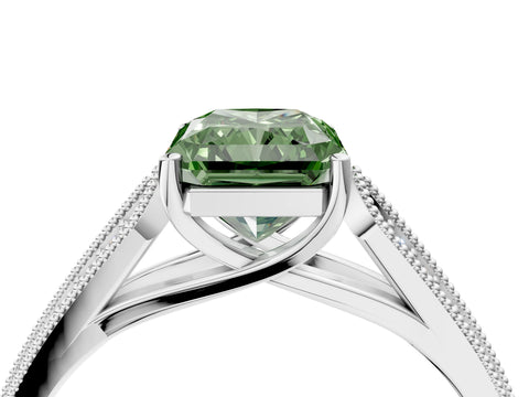 White gold Fancy Green Radiant Cut Cut Pave Split Shank Engagement Ring with Four-Prong Setting_16