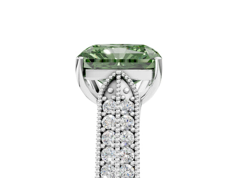 White gold Fancy Green Radiant Cut Cut Pave Split Shank Engagement Ring with Four-Prong Setting_17