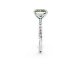 White gold Fancy Green Radiant Cut Diamond Brilliant Solitaire Ring with Pavé Band and Four-Prong Setting_14