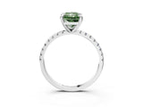 White gold Fancy Green Radiant Cut Diamond Brilliant Solitaire Ring with Pavé Band and Four-Prong Setting_15