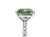 White gold Fancy Green Radiant Cut Diamond Brilliant Solitaire Ring with Pavé Band and Four-Prong Setting_17