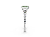 White gold Fancy Green Radiant Cut Diamond Cathedral Solitaire Ring with Round  Pavé Band_199