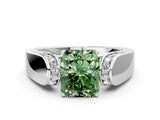 White gold Fancy Green Radiant Cut Diamond Channel Set Solitaire Ring with Four-Prong Setting_43
