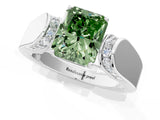 White gold Fancy Green Radiant Cut Diamond Channel Set Solitaire Ring with Four-Prong Setting_44