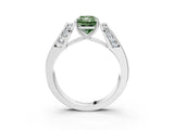 White gold Fancy Green Radiant Cut Diamond Channel Set Solitaire Ring with Four-Prong Setting_4