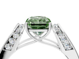 White gold Fancy Green Radiant Cut Diamond Channel Set Solitaire Ring with Four-Prong Setting_5