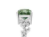 White gold Fancy Green Radiant Cut Diamond Cluster Pavé Band with Four-Prong Setting_41