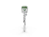 White gold Fancy Green Radiant Cut Diamond Cluster Pavé Band with Four-Prong Setting_5