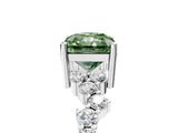 White gold Fancy Green Radiant Cut Diamond Cluster Pavé Band with Four-Prong Setting_8