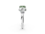 White gold Fancy Green Radiant  Cut Diamond Cluster Ring with Round Accent Stones and Prong Setting on a Classic Band_51
