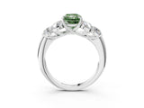White gold Fancy Green Radiant  Cut Diamond Cluster Ring with Round Accent Stones and Prong Setting on a Classic Band_52