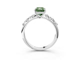White gold Fancy Green Radiant Cut Diamond Cluster Side Stone Solitaire Ring with Prong Setting_80