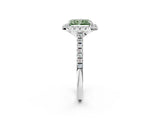 White gold Fancy Green Radiant Cut Diamond Cushion Halo Ring with Pavé Band_2
