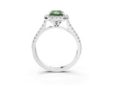 White gold Fancy Green Radiant Cut Diamond Cushion Halo Ring with Pavé Band_3
