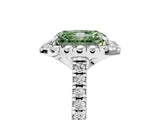 White gold Fancy Green Radiant Cut Diamond Cushion Halo Ring with Pavé Band_5