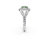 White gold Fancy Green Radiant Cut Diamond Double Halo Ring with Split Shank and Prong Setting_27
