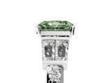 White gold Fancy Green Radiant Cut Diamond Engagement Ring with Baguette Side Stones and Channel Set Band_25